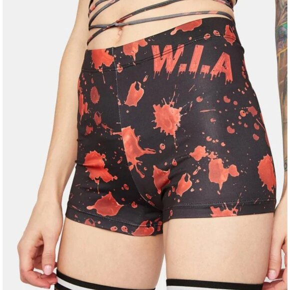 W.I.A Terror Hot Shorts W/ Red Splatter Print & High Waist Fit – NWT M - Picture 3 of 3